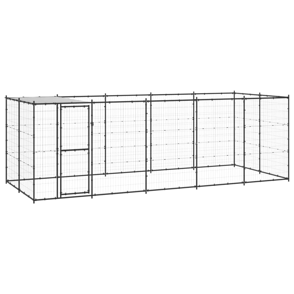 Vidaxl Chien Kennel avec toit 12,1 m² en acier