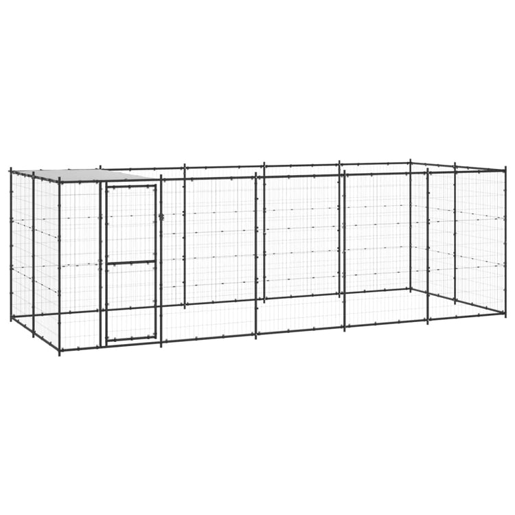 Vidaxl Chien Kennel avec toit 12,1 m² en acier
