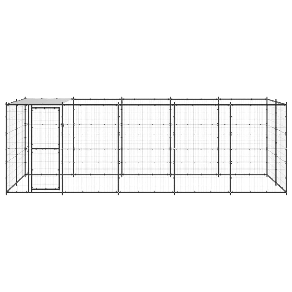 Vidaxl Chien Kennel avec toit 12,1 m² en acier