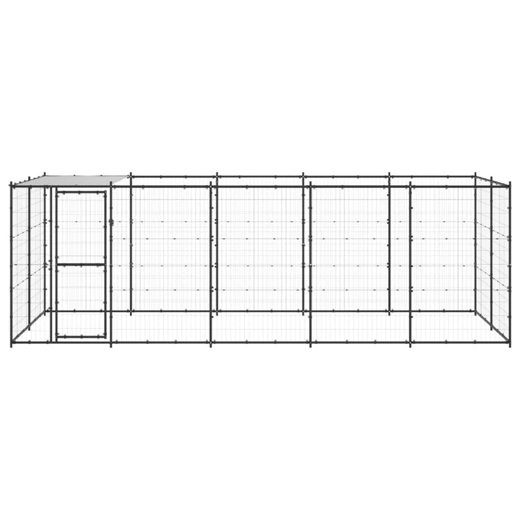 Vidaxl Chien Kennel avec toit 12,1 m² en acier