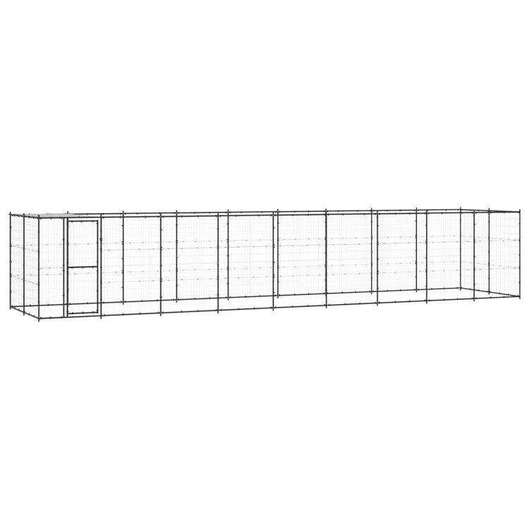 Vidaxl Chienne de chien avec toit 21,78 m² en acier