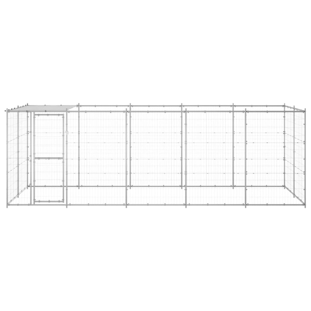 Vidaxl Chienne de chien avec toit 12,1 m² acier galvanisé