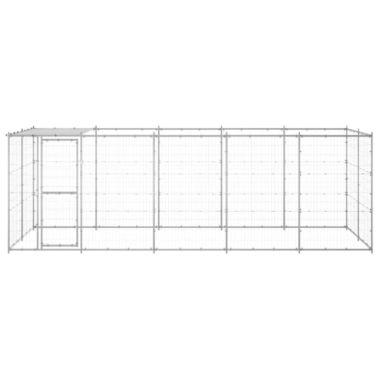 Vidaxl Chienne de chien avec toit 12,1 m² acier galvanisé