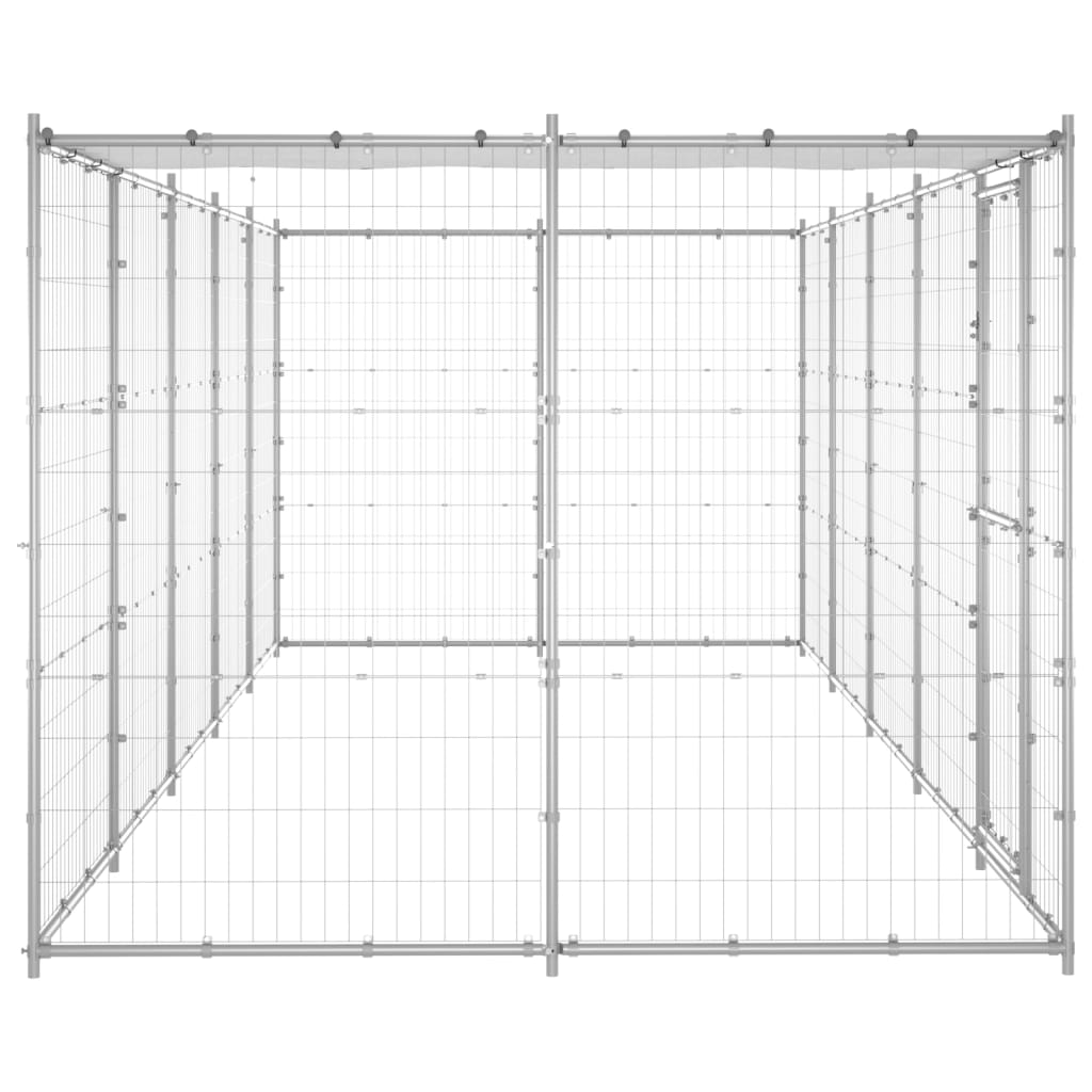 Vidaxl Chienne de chien avec toit 12,1 m² acier galvanisé