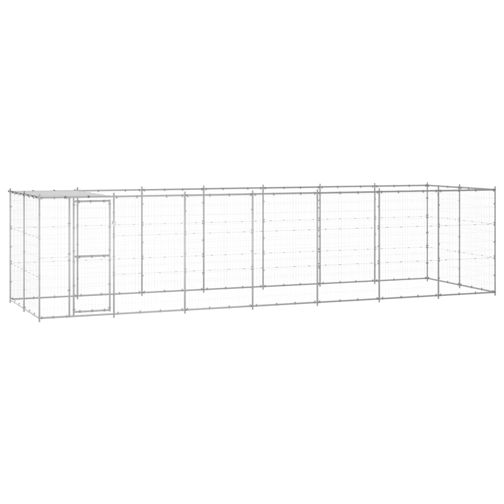 Vidaxl Chienne de chien avec toit 16,94 m² acier galvanisé