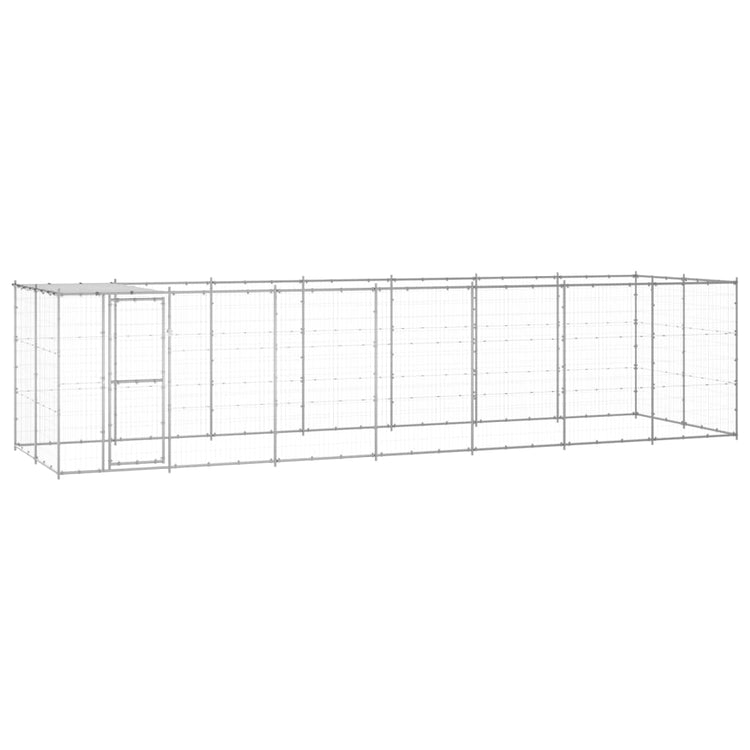 Vidaxl Chienne de chien avec toit 16,94 m² acier galvanisé