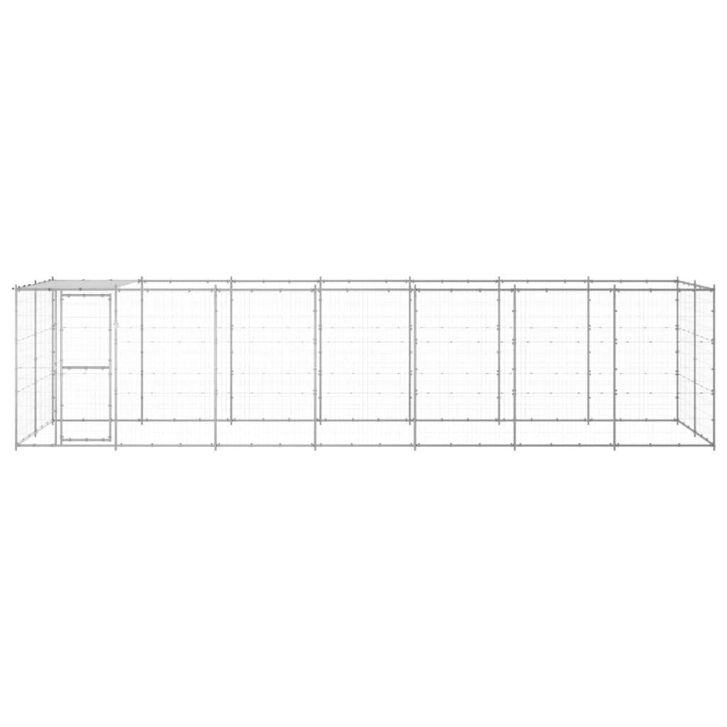 Vidaxl Chienne de chien avec toit 16,94 m² acier galvanisé