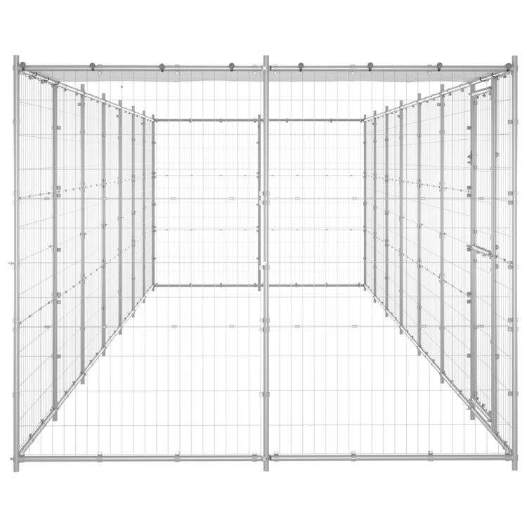 Vidaxl Chienne de chien avec toit 16,94 m² acier galvanisé