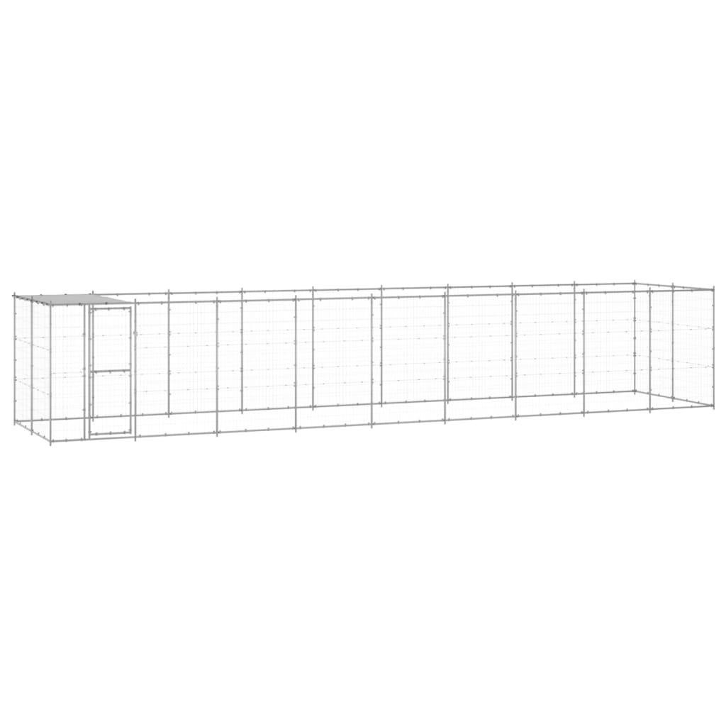 Vidaxl Chienne de chien avec toit 21,78 m² acier galvanisé