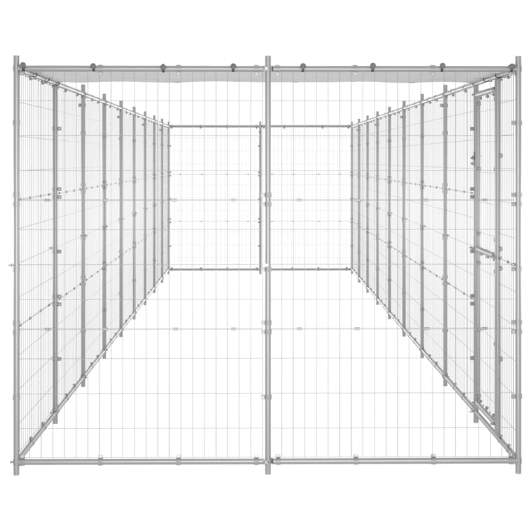 Vidaxl Chienne de chien avec toit 21,78 m² acier galvanisé
