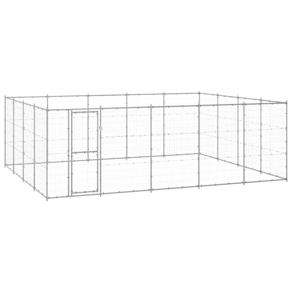 Vidaxl Dog Kennel 24,2 m² acier galvanisé