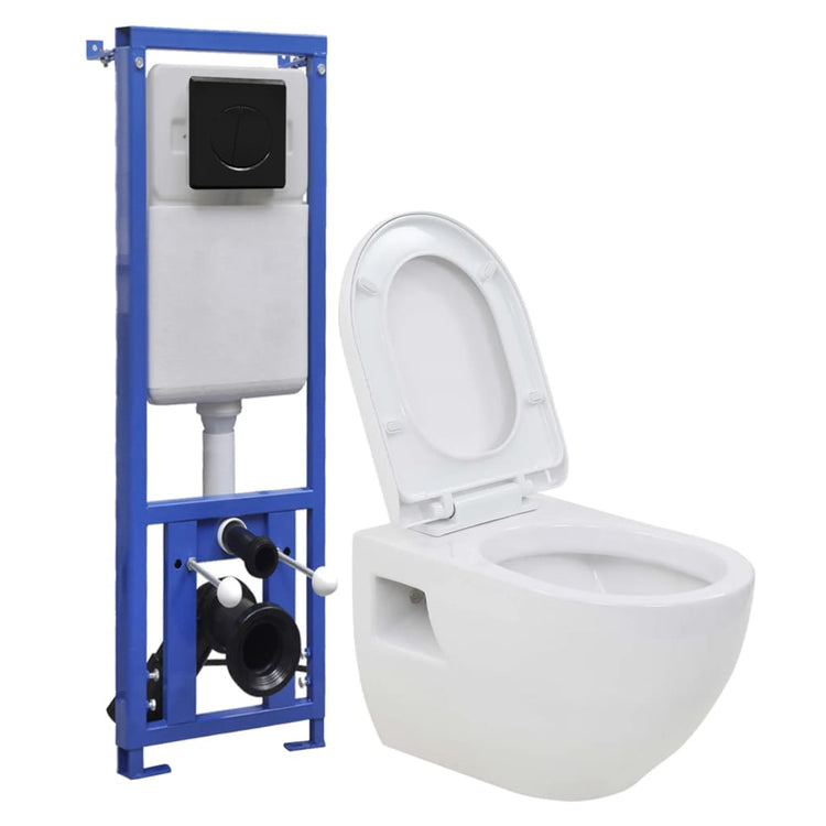 Vidaxl Toilet suspendu avec des céramiques citernes courbées