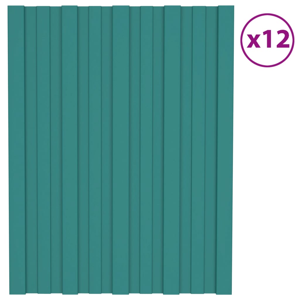 Panneaux de toit vidaxl 12 ST 60x45 cm en acier galvanisé vert