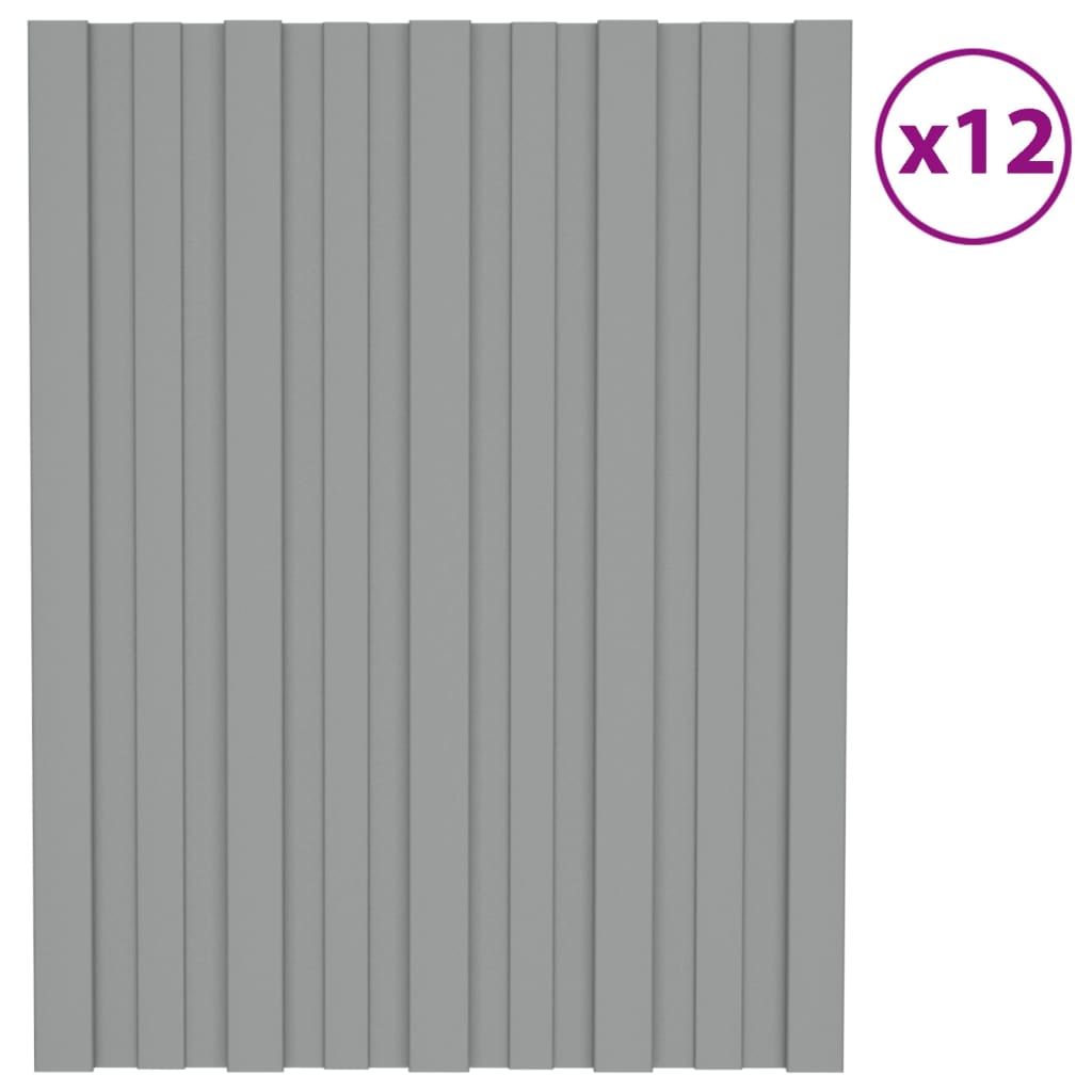 Panneaux de toit vidaxl 12 ST 60x45 cm Gray en acier galvanisé