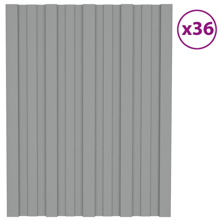 Panneaux de toit Vidaxl 36 ST 60x45 cm Gray en acier galvanisé