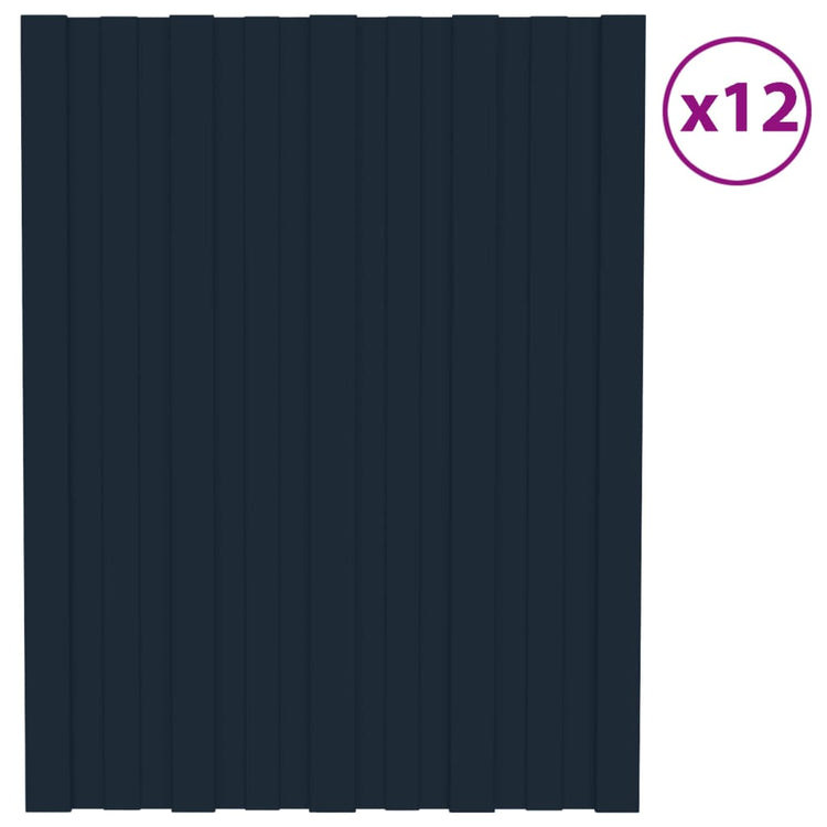 Panneaux de toit vidaxl 12 ST 60x45 cm anthracite en acier galvanisé -colore