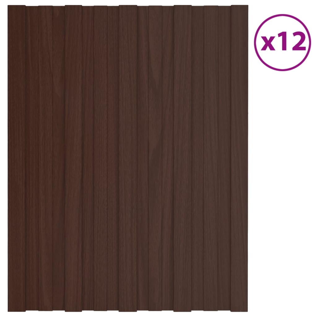 Panneaux de toit vidaxl 12 ST 60x45 cm en acier galvanisé brun