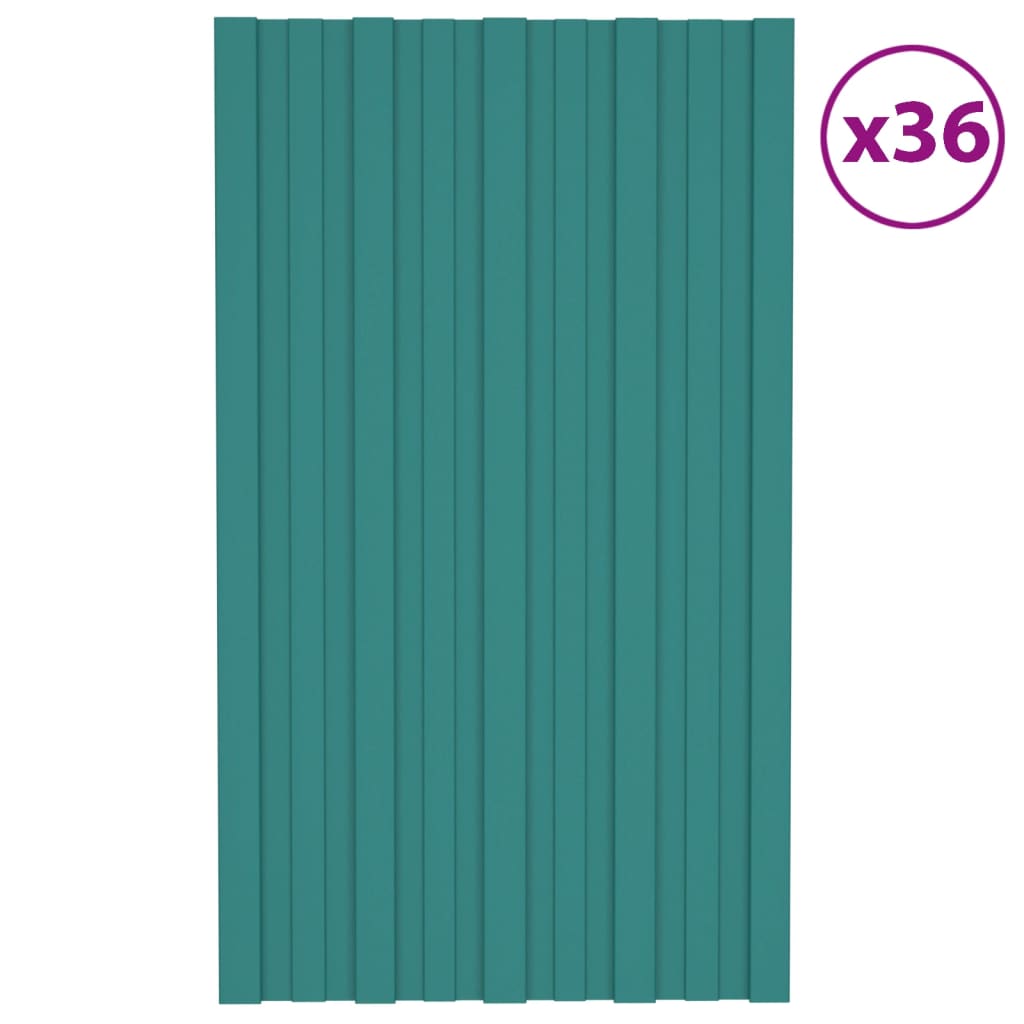 Panneaux de toit Vidaxl 36 ST 80x45 cm Galvanisé en acier vert