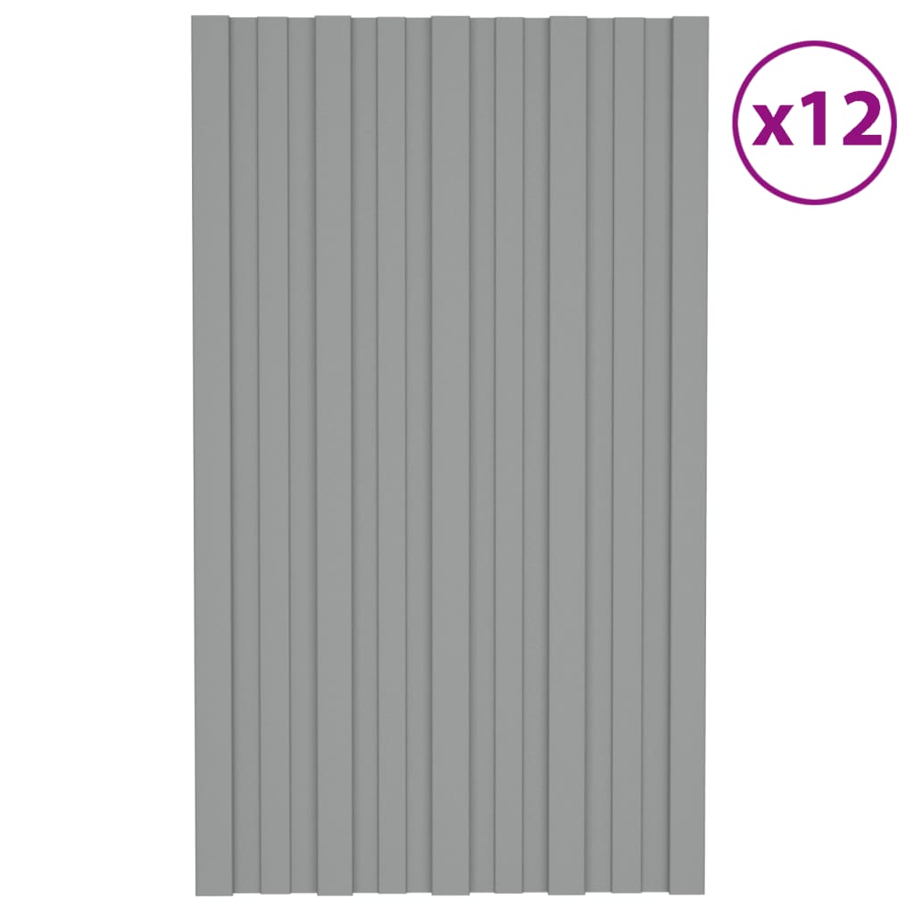 Panneaux de toit Vidaxl 12 ST 80x45 cm Gray en acier galvanisé