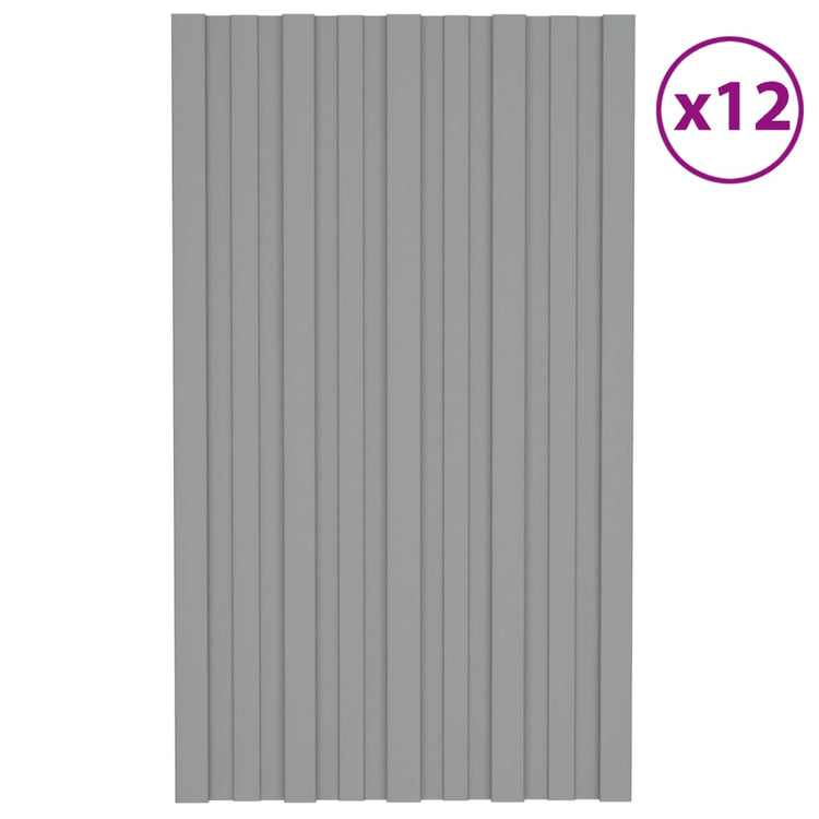 Panneaux de toit Vidaxl 12 ST 80x45 cm Gray en acier galvanisé