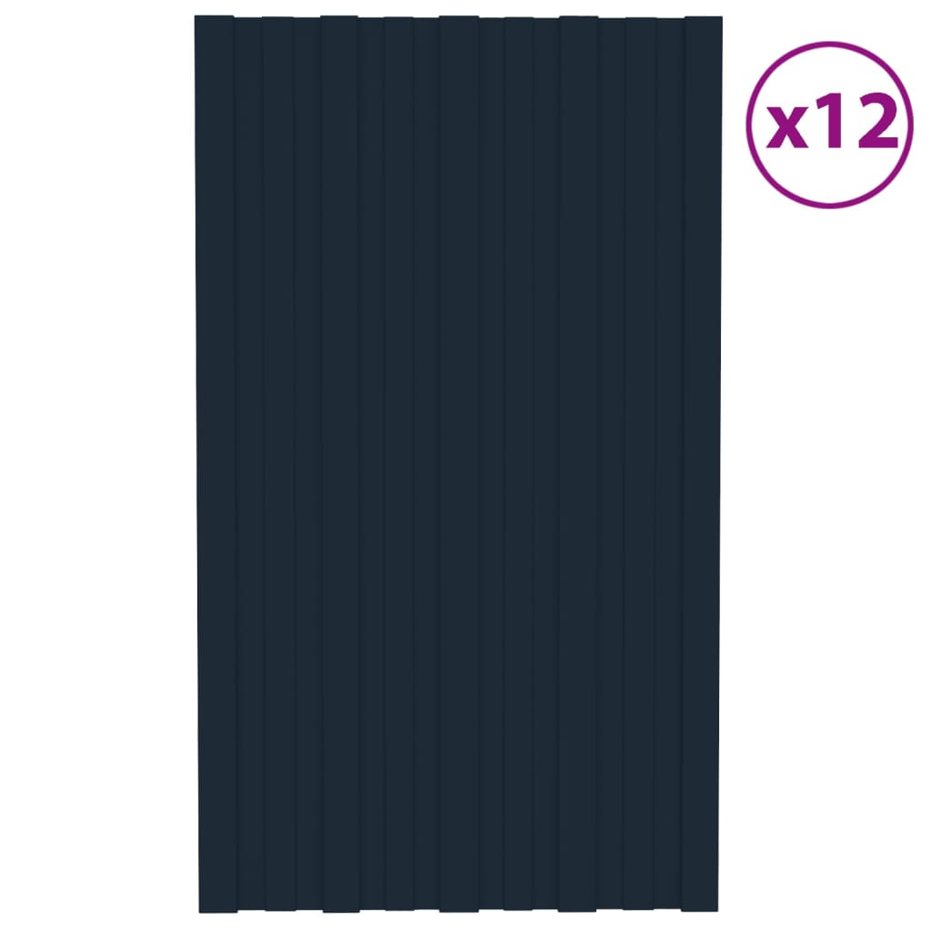 Panneaux de toit vidaxl 12 ST 80x45 cm anthracite en acier galvanisé -colore