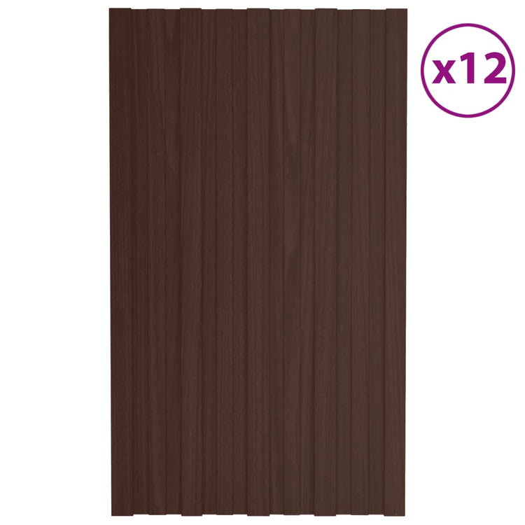 Panneaux de toit vidaxl 12 ST 80x45 cm en acier galvanisé brun