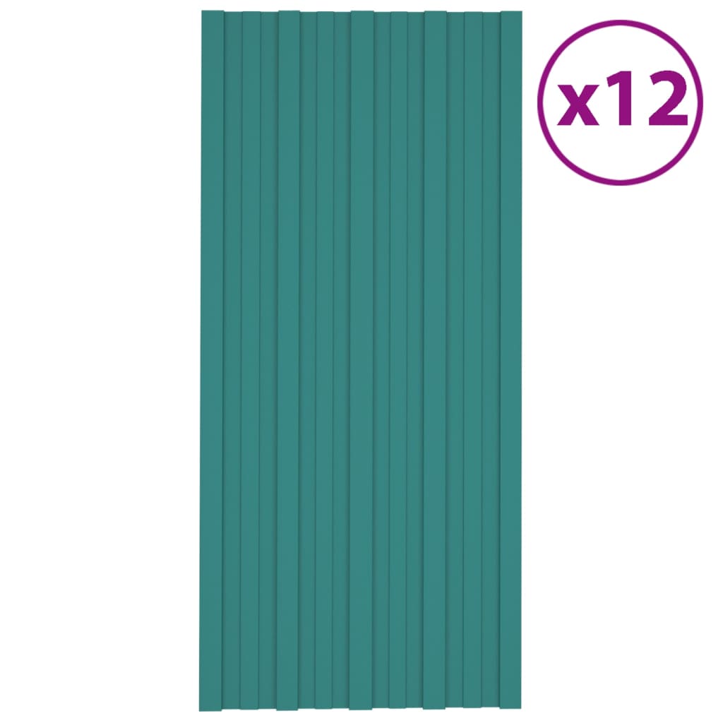 Panneaux de toit vidaxl 12 ST 100x45 cm en acier galvanisé vert