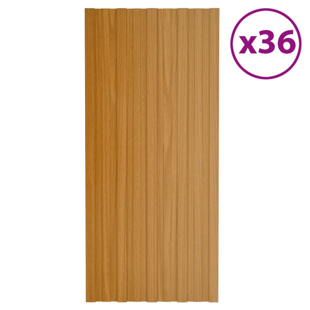 Panneaux de toit Vidaxl 36 ST 100x45 cm Bois d'éclairage en acier galvanisé