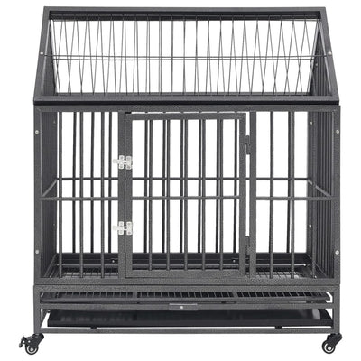 Banque de chien Vidaxl avec roues et toit 92x62x106 cm en acier