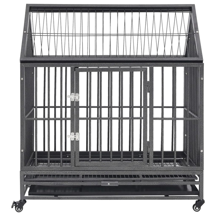 Banque de chien Vidaxl avec roues et toit 92x62x106 cm en acier