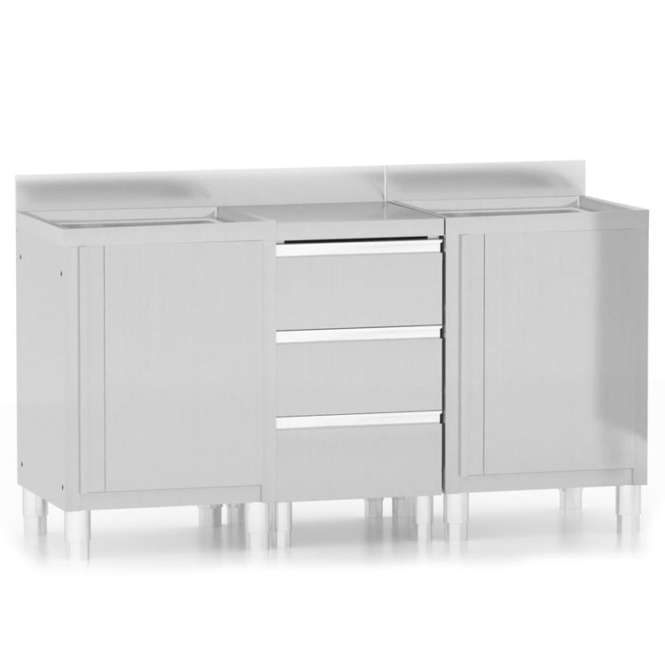 Armoires de cuisine vidaxl commerciales 3 st en acier inoxydable