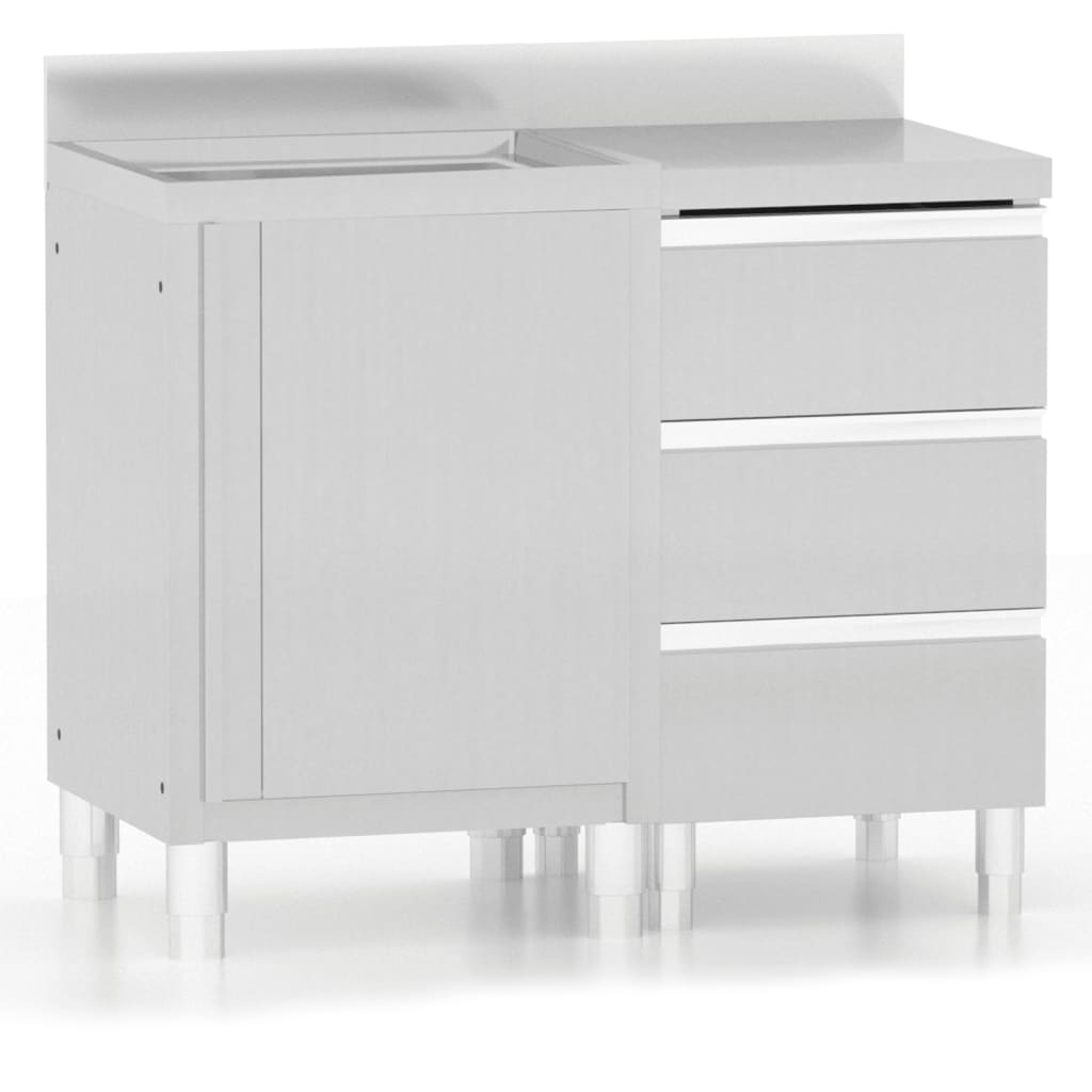 Armoires de cuisine vidaxl commerciales 2 st en acier inoxydable
