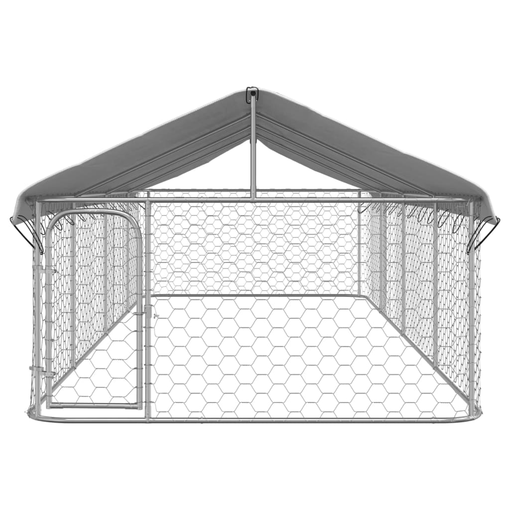 Vidaxl Chienne de chien pour l'extérieur avec toit 600x200x150 cm
