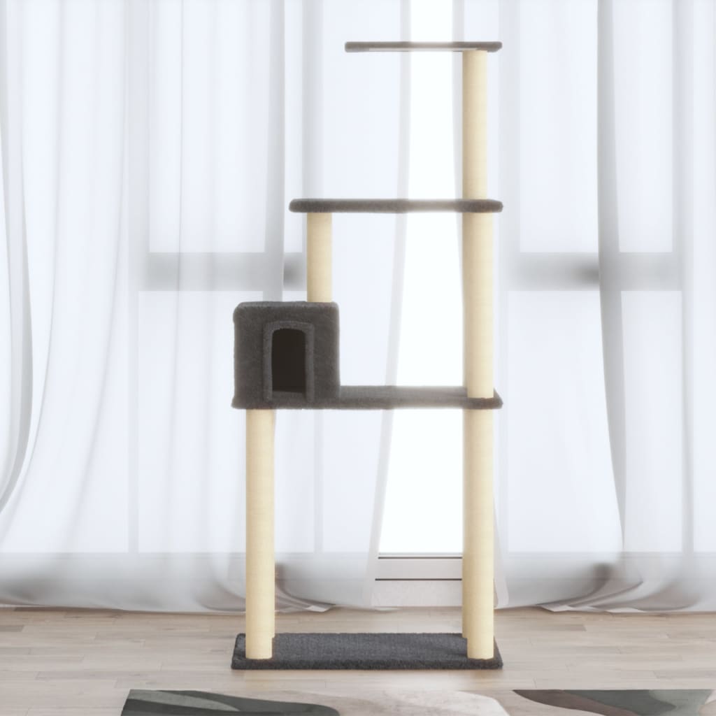 Vidaxl Cat Scratch Post avec Sisal Scratch Posts 147 cm Gris foncé