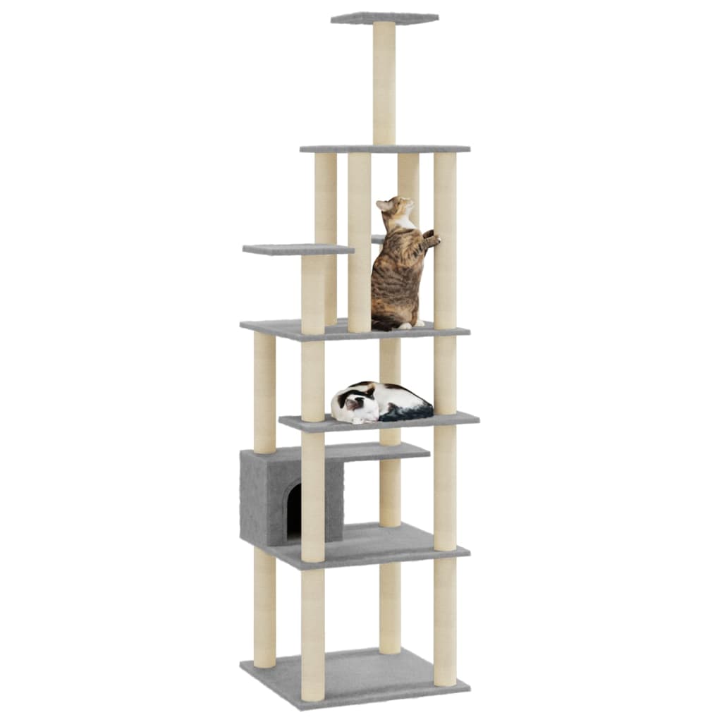 Vidaxl Cat Stracing Post avec sisal Scratch Posts 183 cm Gris clair