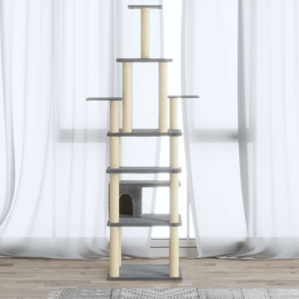Vidaxl Cat Stracing Post avec sisal Scratch Posts 183 cm Gris clair