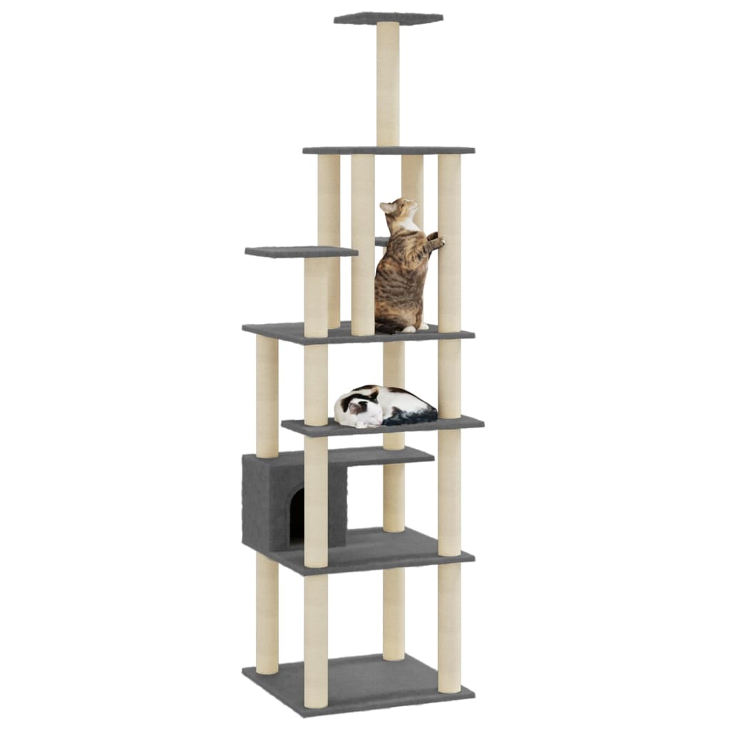 Vidaxl Cat Scratch Post avec Sisal Scratch Posts 183 cm Gris foncé
