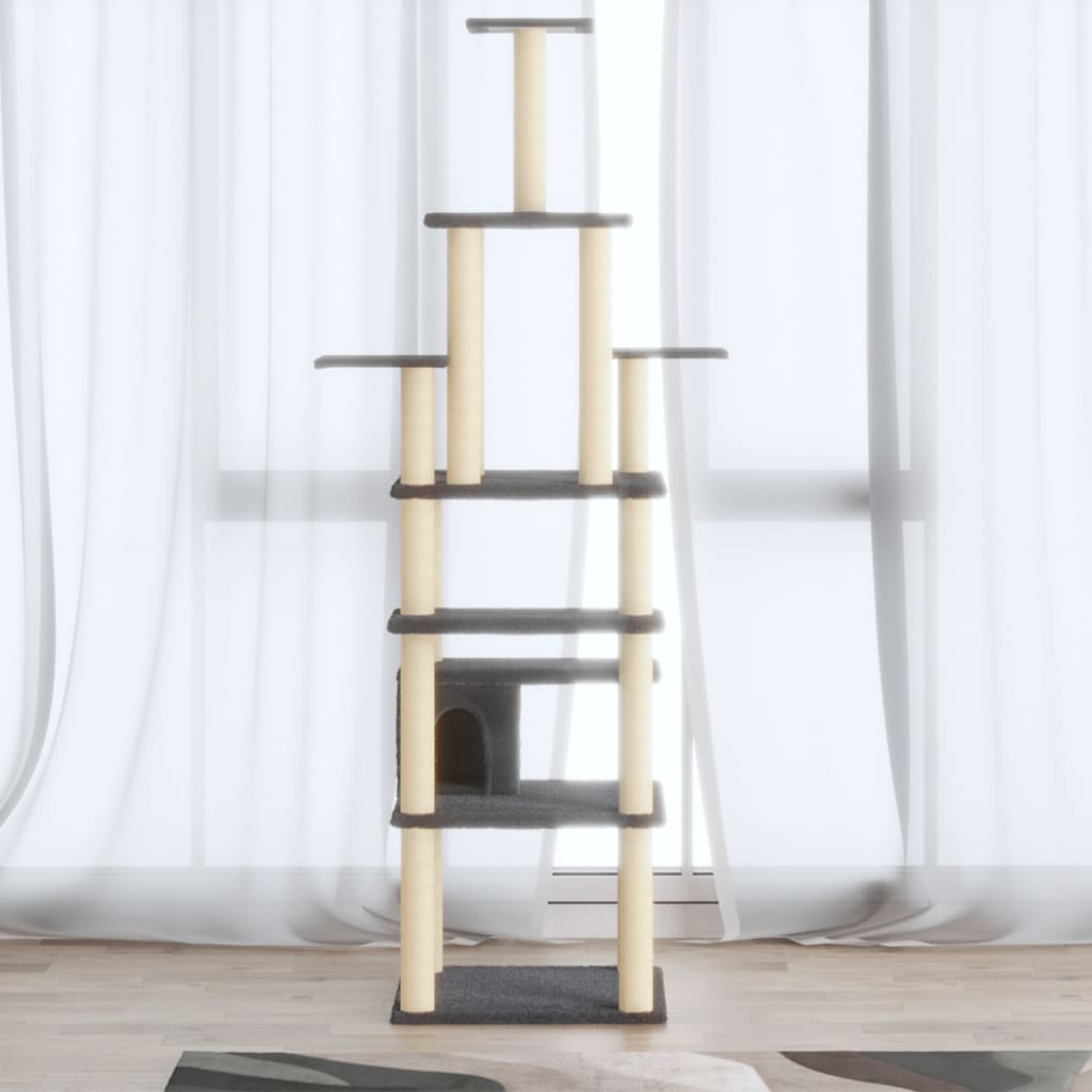 Vidaxl Cat Scratch Post avec Sisal Scratch Posts 183 cm Gris foncé