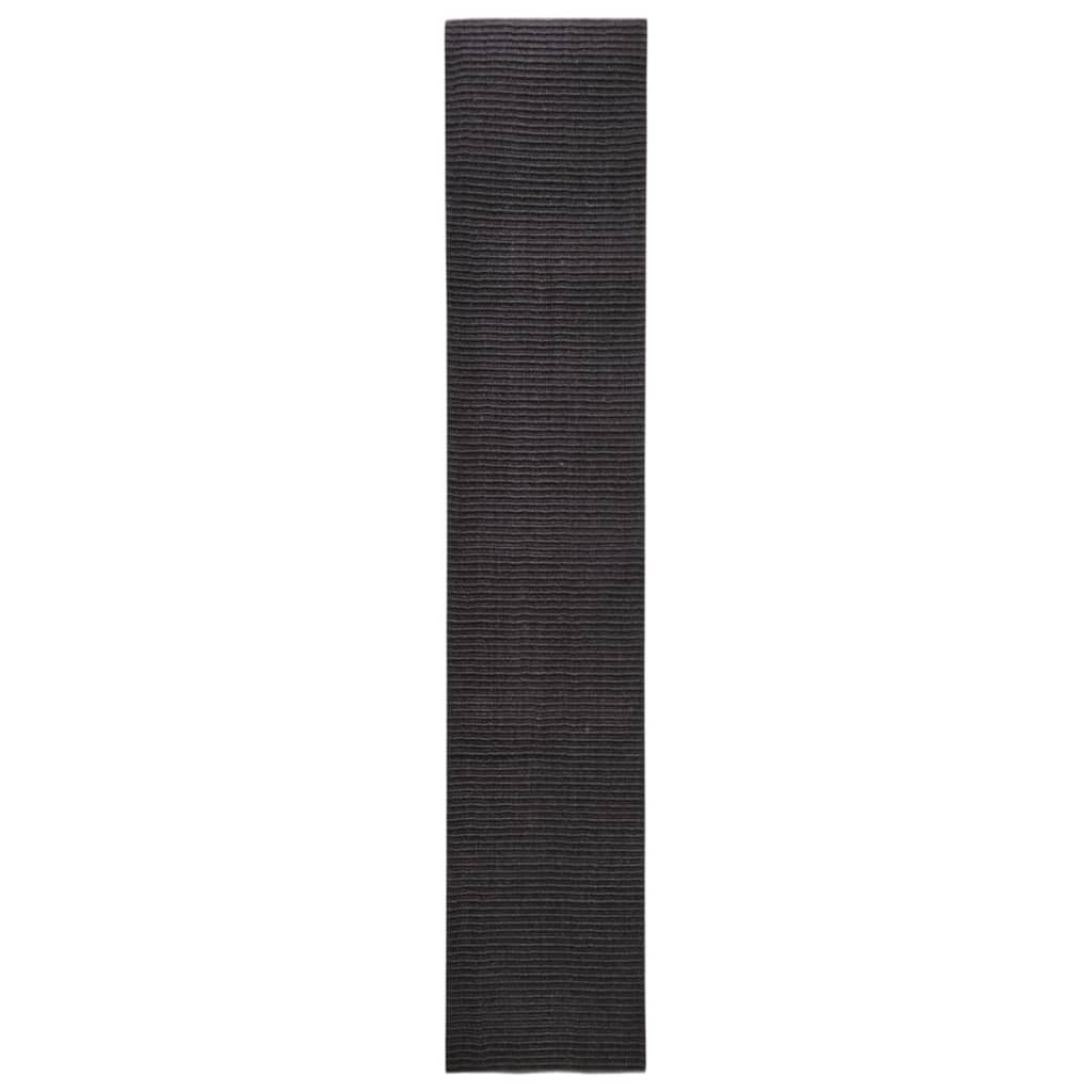 Tapis vidaxl 66x350 cm noire de sisal naturel
