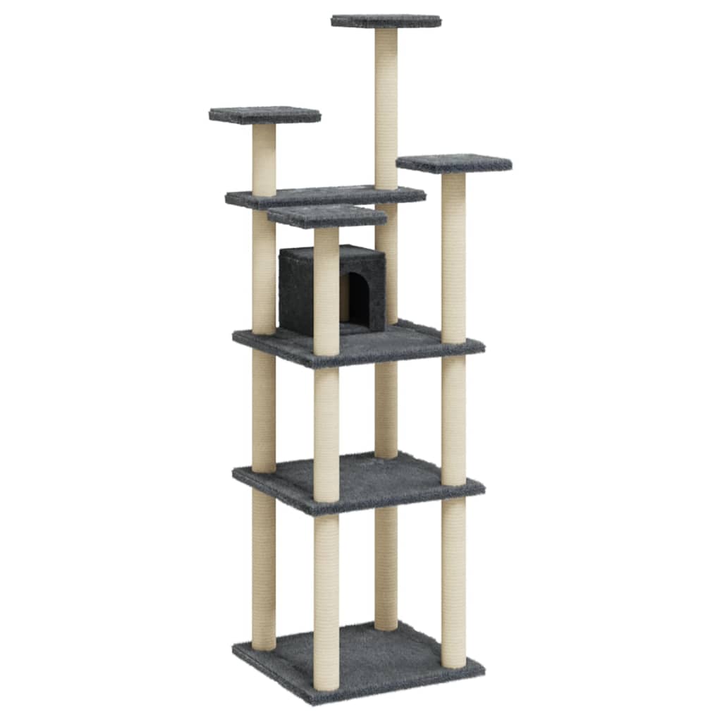 Vidaxl Cat Meubles avec Sisal Scratch Posts 171 cm Gris foncé