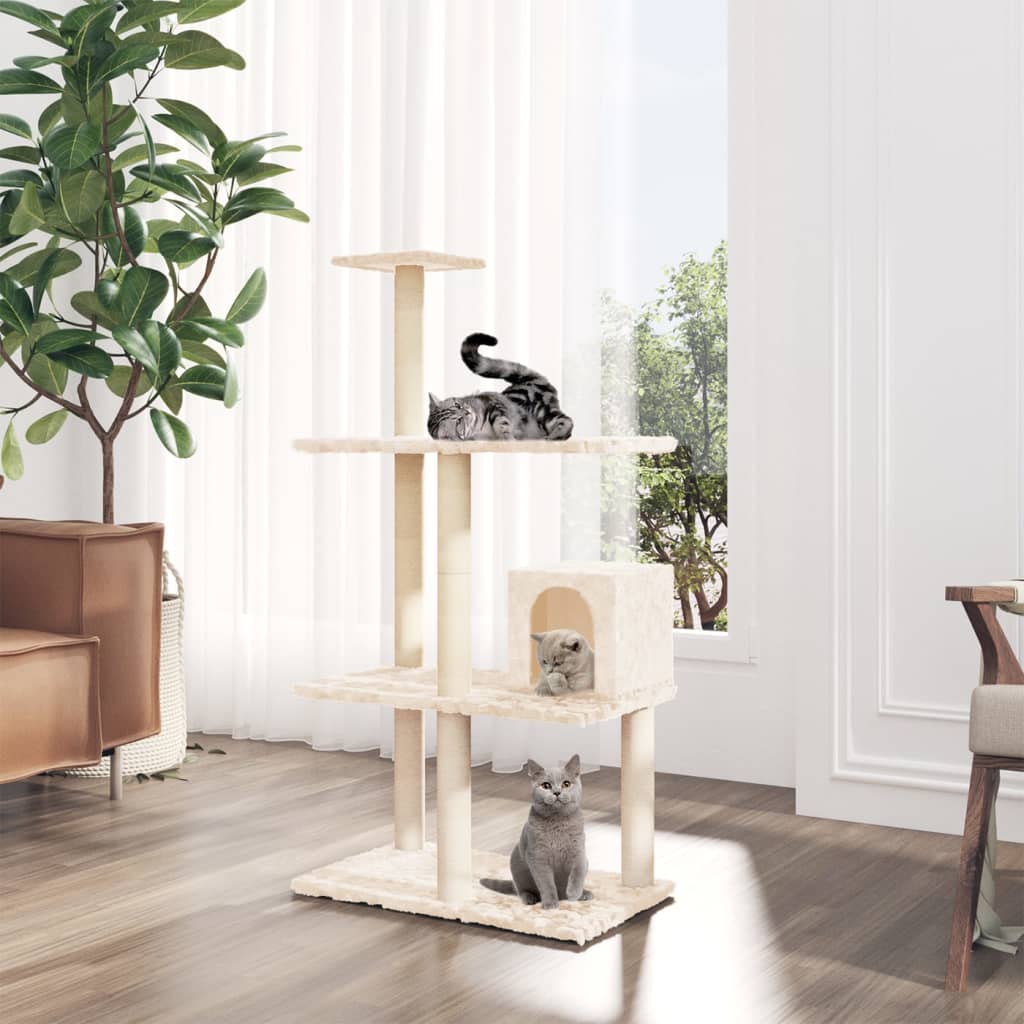 Vidaxl Cat Furniture avec Sisal Scratch Posts 119 cm Crème -Colored