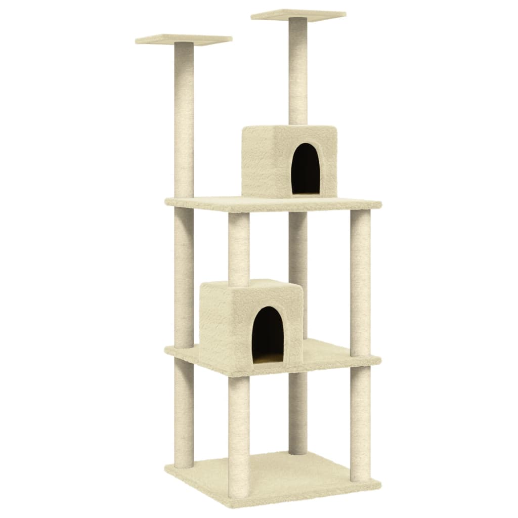 Vidaxl Cat Furniture avec Sisal Scratch Posts 141 cm Crème -Colored