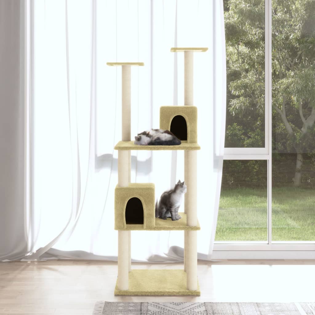 Vidaxl Cat Furniture avec Sisal Scratch Posts 141 cm Crème -Colored