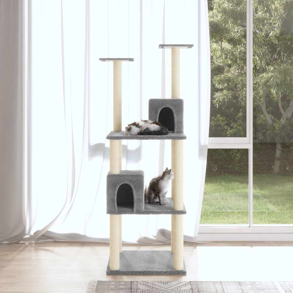 Vidaxl Cat Meubles avec Sisal Scratch Posts 141 cm Gris clair