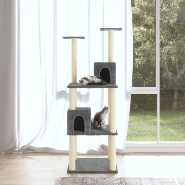 Vidaxl Cat Meubles avec Sisal Scratch Posts 141 cm Gris foncé