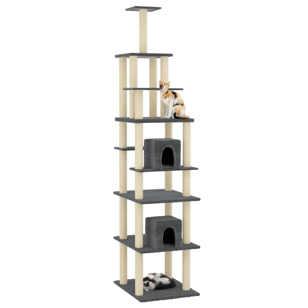 Vidaxl Cat Meubles avec Sisal Scratch Posts 216 cm Gris foncé
