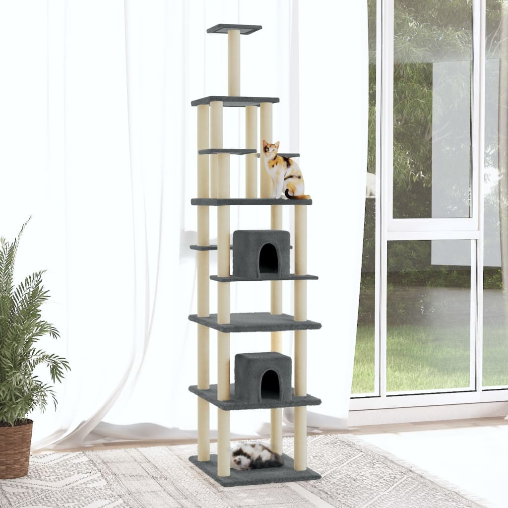 Vidaxl Cat Meubles avec Sisal Scratch Posts 216 cm Gris foncé