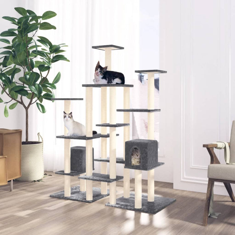 Vidaxl Cat Furniture avec Sisal Scratch Posts 145 cm Gris foncé