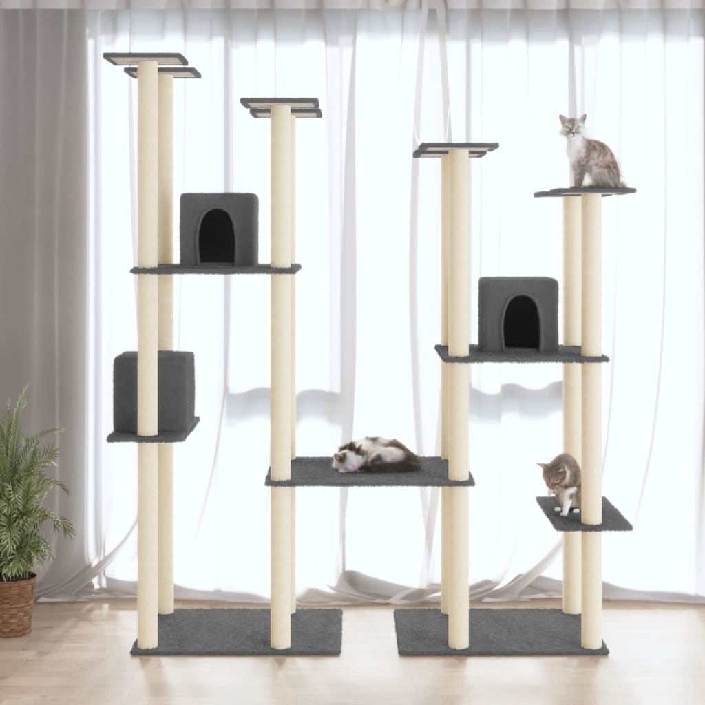 Vidaxl Cat Meubles avec Sisal Scratch Posts 174 cm Gris foncé