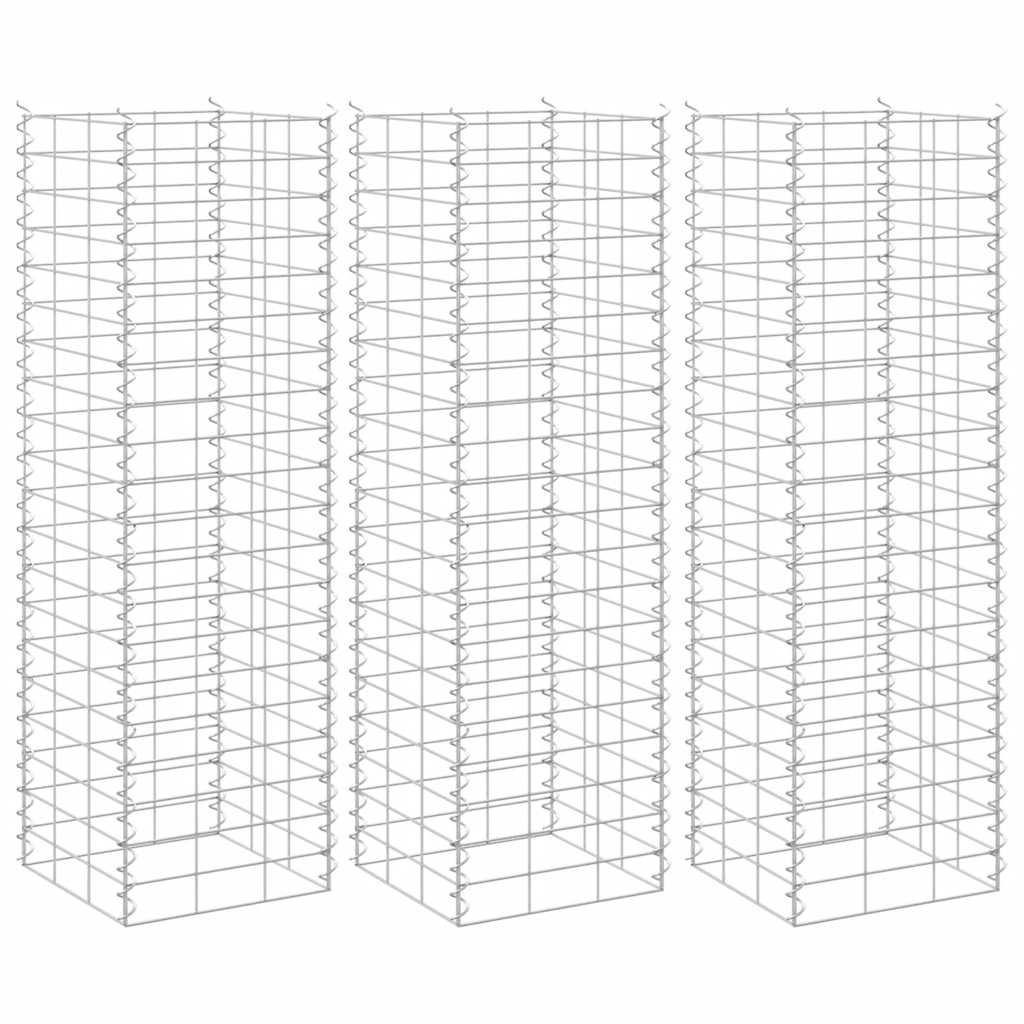 Vidaxx jardinières gabions 3 pcs surélevées 30x30x100 cm fer